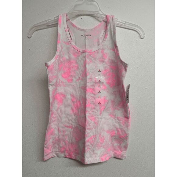 Old Navy Girls' Fitted Racerback Tank Top - Pink Edge Neon L (10-12) - Picture 2 of 6